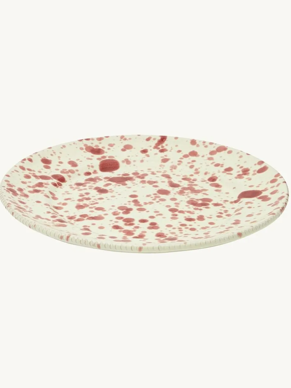 Hot Pottery Set of 4 Splatter Dinner Plates Cranberry Best
