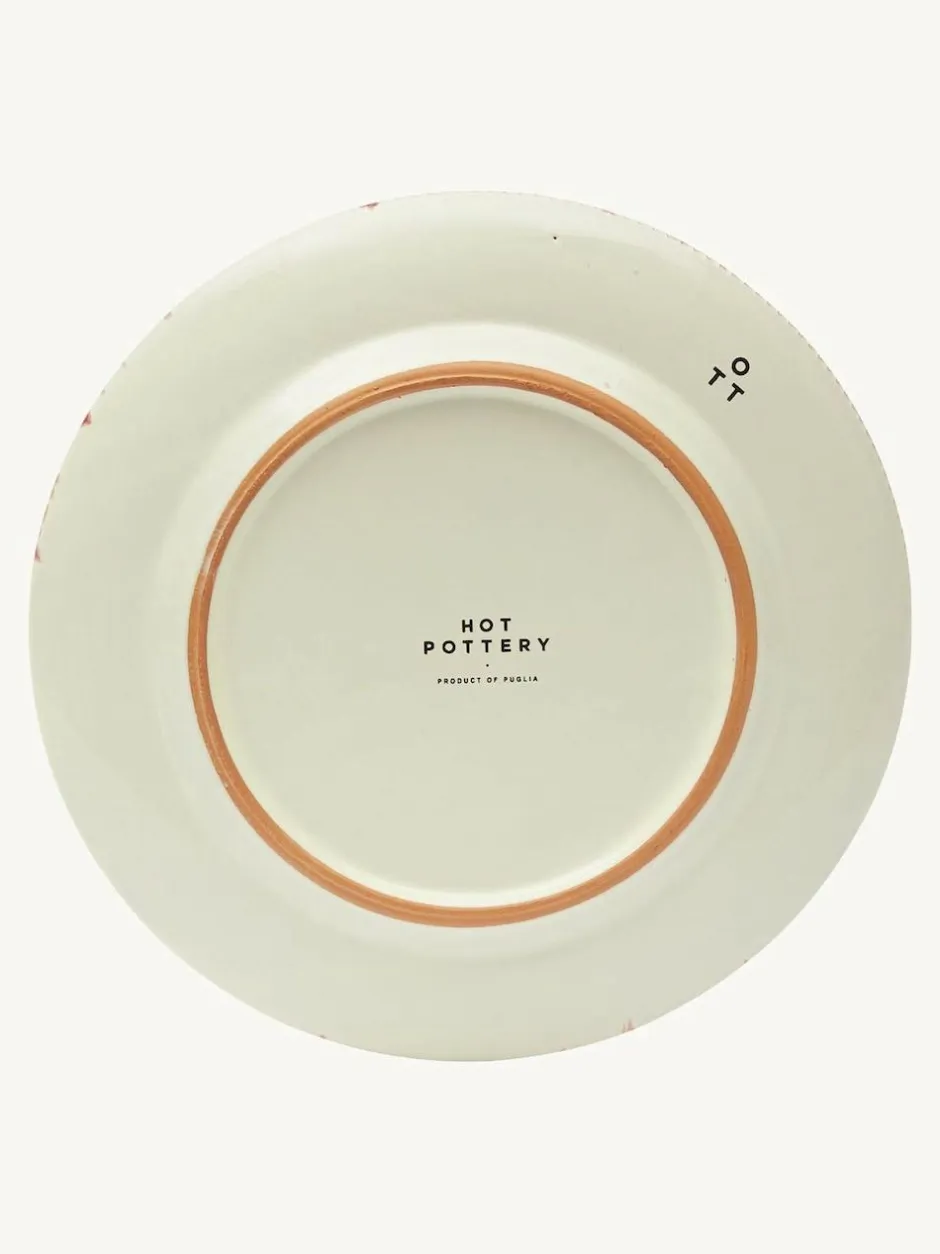 Hot Pottery Set of 4 Splatter Dinner Plates Cranberry Best