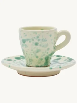 Hot Pottery Set of 4 Splatter Espresso Set Pistachio Hot