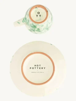 Hot Pottery Set of 4 Splatter Espresso Set Pistachio Hot