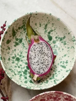 Hot Pottery Set of 4 Splatter Pasta Bowls Pistachio Discount