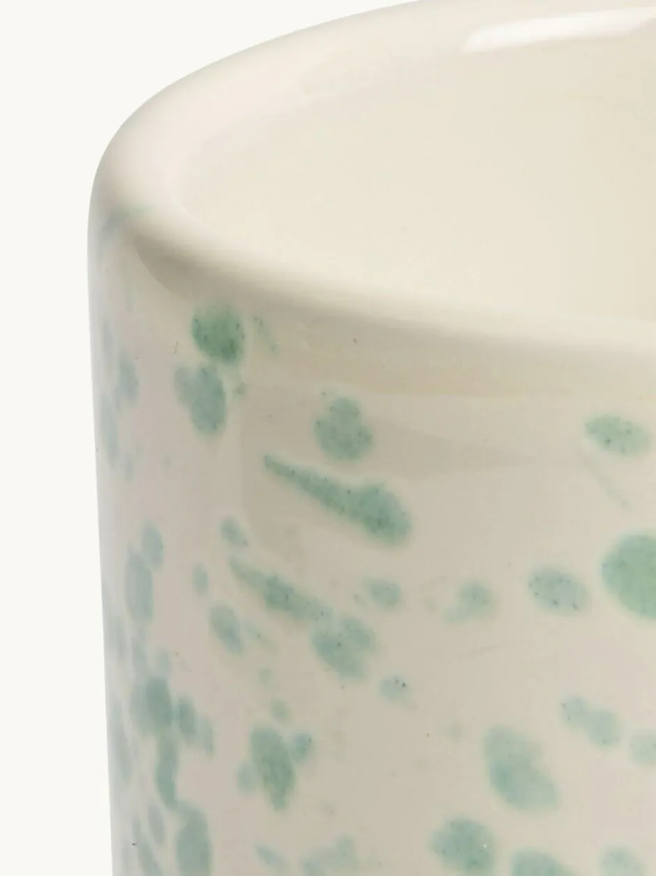 Hot Pottery Set of 4 Splatter Mugs Pistachio New