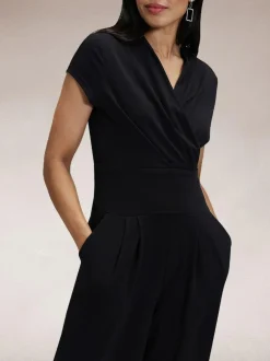 Hot Squash Black Cap Sleeved Wide Leg Jumpsuit Best
