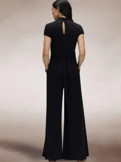 Hot Squash Black Cap Sleeved Wide Leg Jumpsuit Best