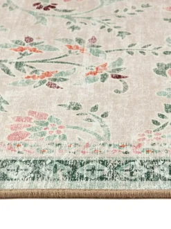 Hug Rug Green British Made Washable English Floral Print Runner Best