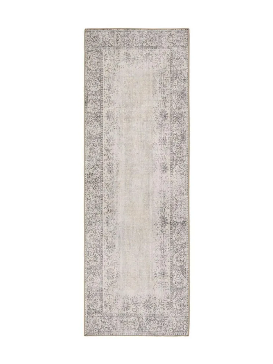 Hug Rug Natural and Grey British Made Washable Brocade Border Runner Sale