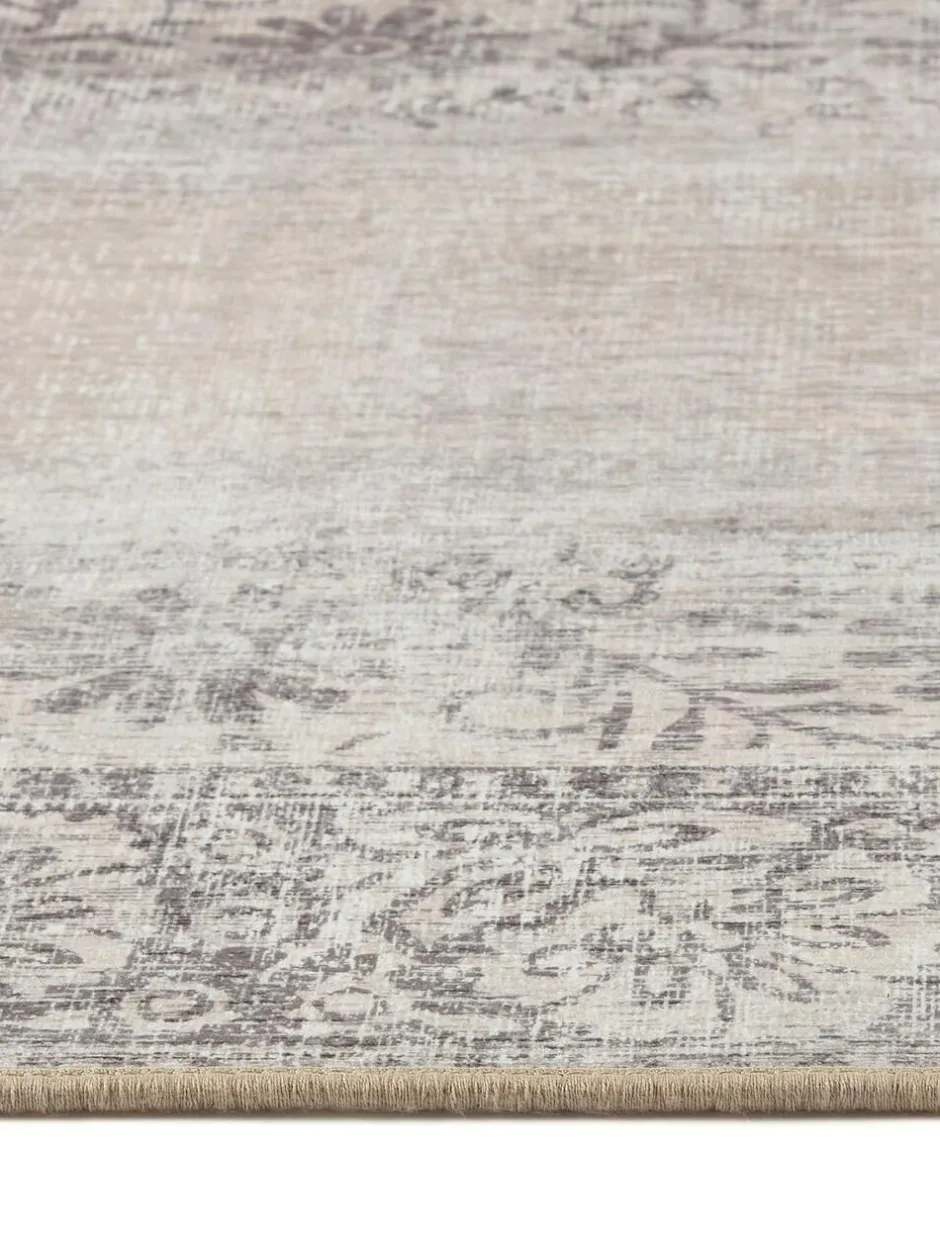 Hug Rug Natural and Grey British Made Washable Brocade Border Runner Sale
