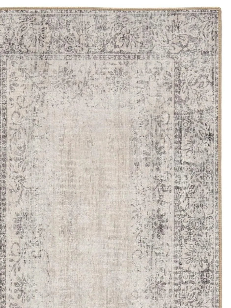 Hug Rug Natural and Grey British Made Washable Brocade Border Runner Sale