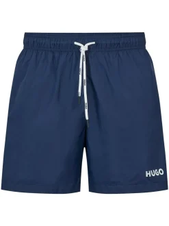 HUGO Contrast Logo Lined Swim Shorts Navy Outlet