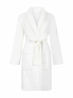 Hunkemoller Short Flannel Fleece Embossed Dot White Robe Best