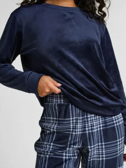 Hunkemoller Velvet Pyjamas Set Blue New