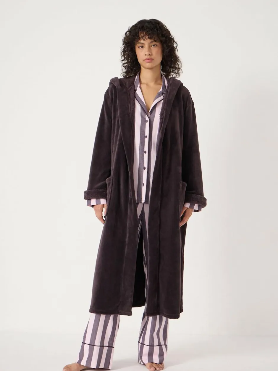Hush Fluffy Hooded Dressing Gown Purple New