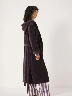 Hush Fluffy Hooded Dressing Gown Purple New