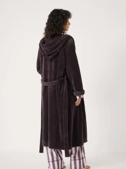 Hush Fluffy Hooded Dressing Gown Purple New