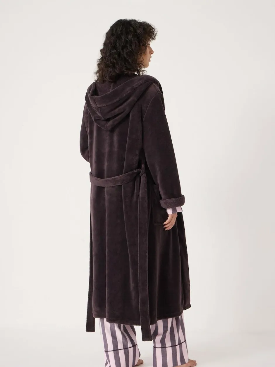 Hush Fluffy Hooded Dressing Gown Purple New