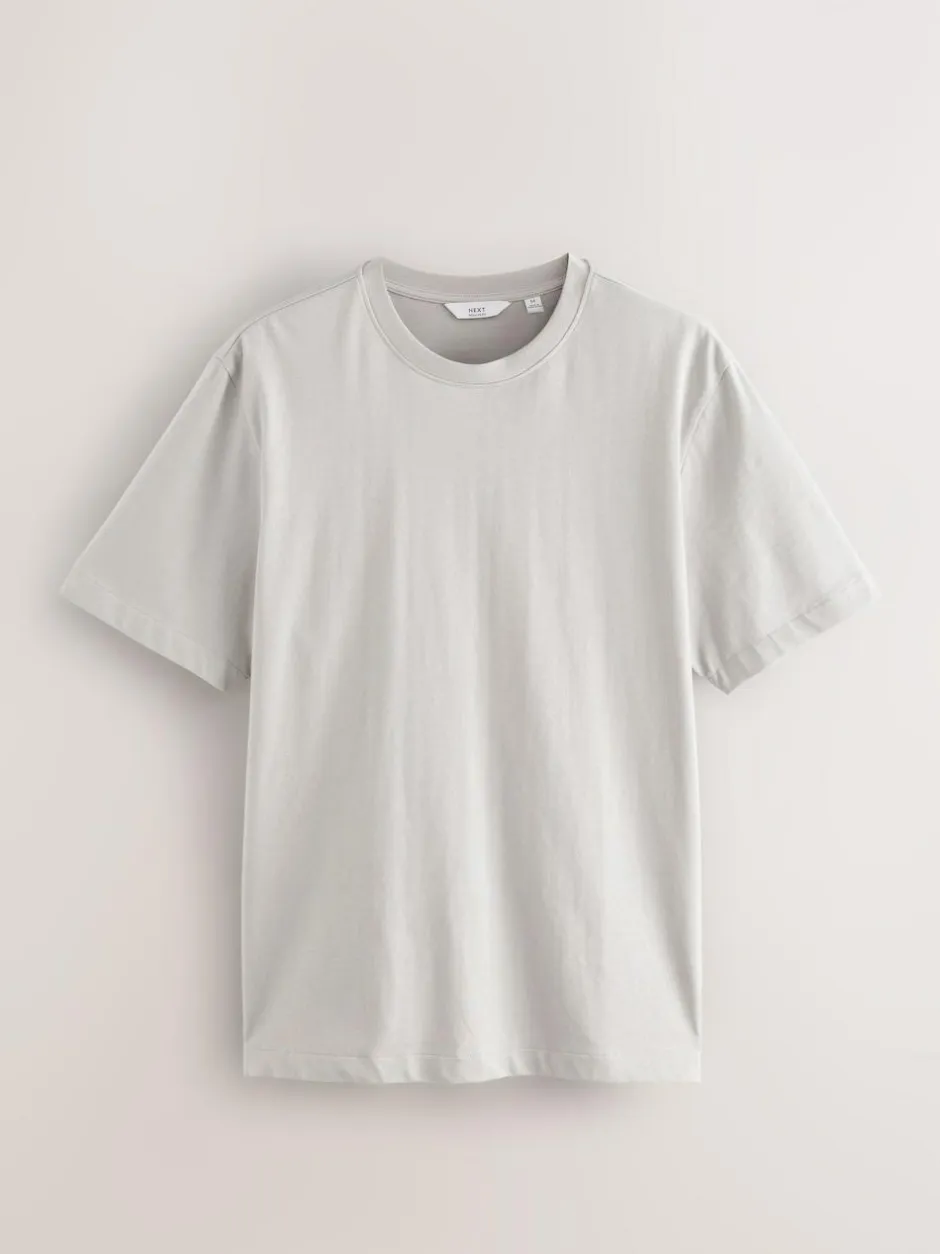 Next Ice Grey Regular Fit Heavyweight T-Shirt