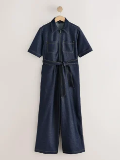 Next Indigo Blue Denim Jersey Jumpsuit Sale