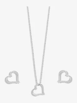 Inicio Silver Tone Heart Pendant Set Outlet