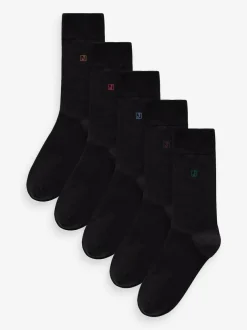 Next Inital Black Embroidered Lasting Fresh Socks 5 Pack Best