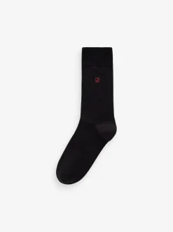 Next Inital Black Embroidered Lasting Fresh Socks 5 Pack Best