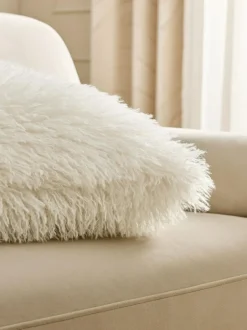 Next Ivory 40 x 59cm Mongolian Faux Fur Cushion Discount