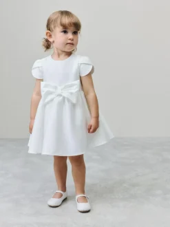 Next Flower Girls Bow Front Dress (3mths-10yrs) Ivory New