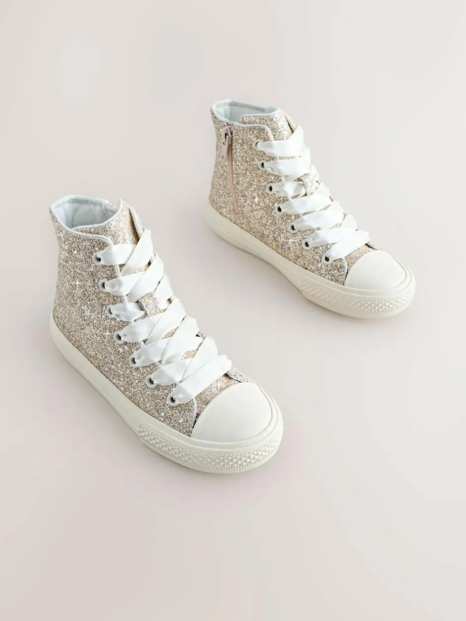 Next Ivory Glitter High Top Trainers Online