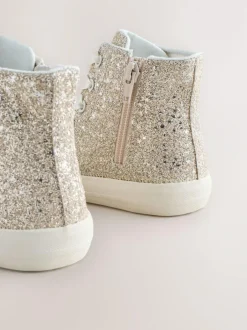 Next Ivory Glitter High Top Trainers Online