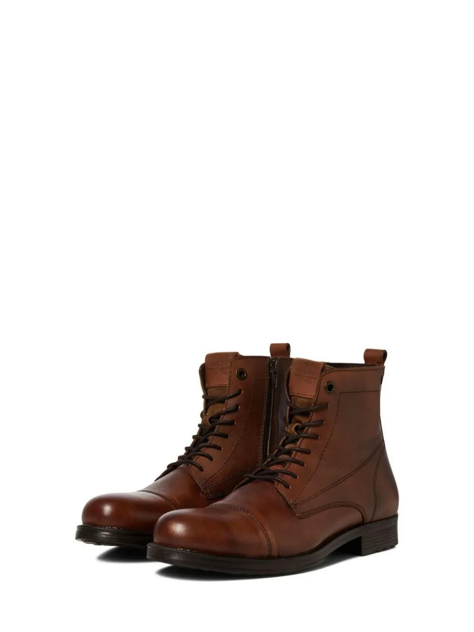 JACK & JONES Leather Boots Brown
