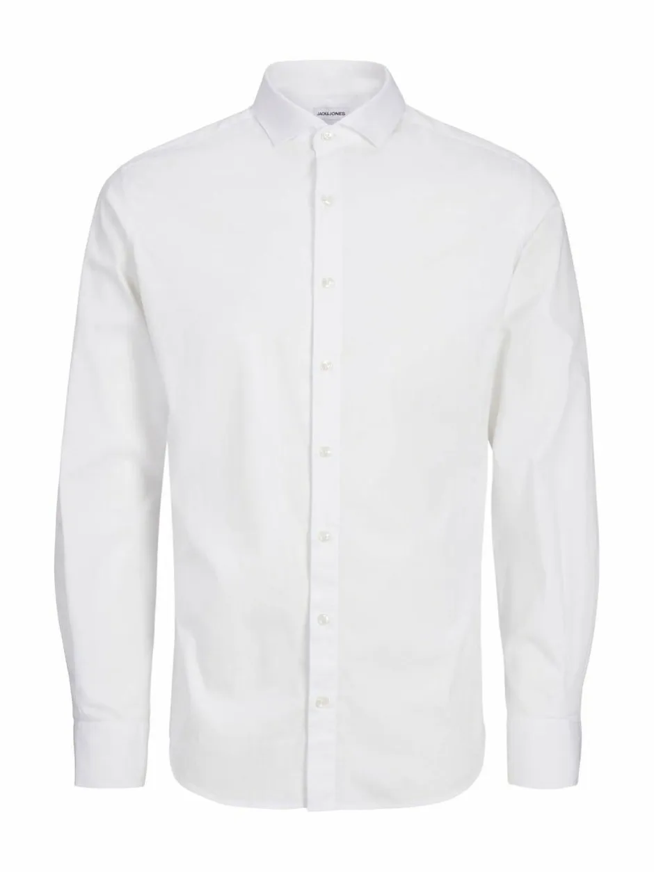JACK & JONES JUNIOR Stretch Long Sleeve White Shirt Clearance