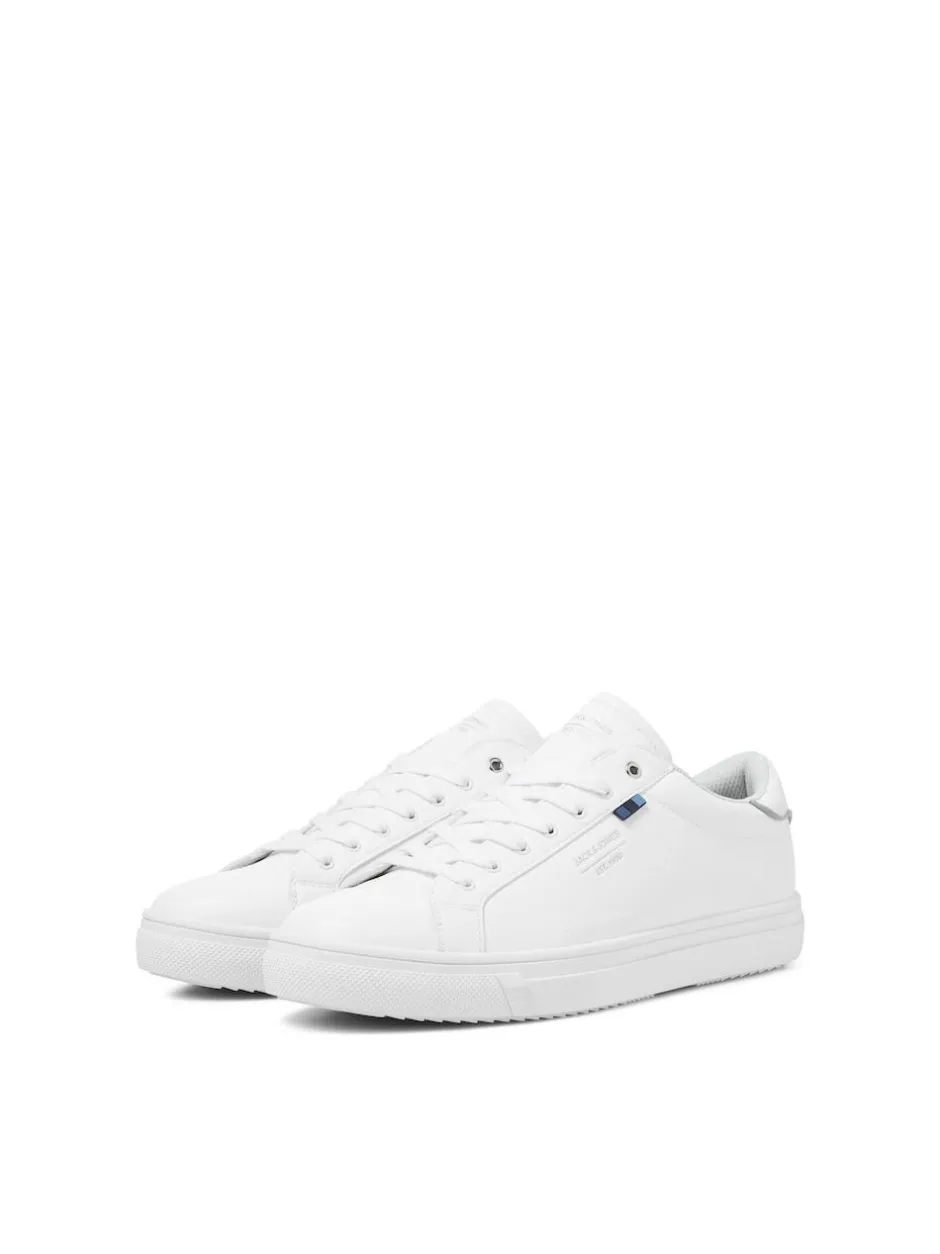 JACK & JONES White Leather Smart Trainers Clearance