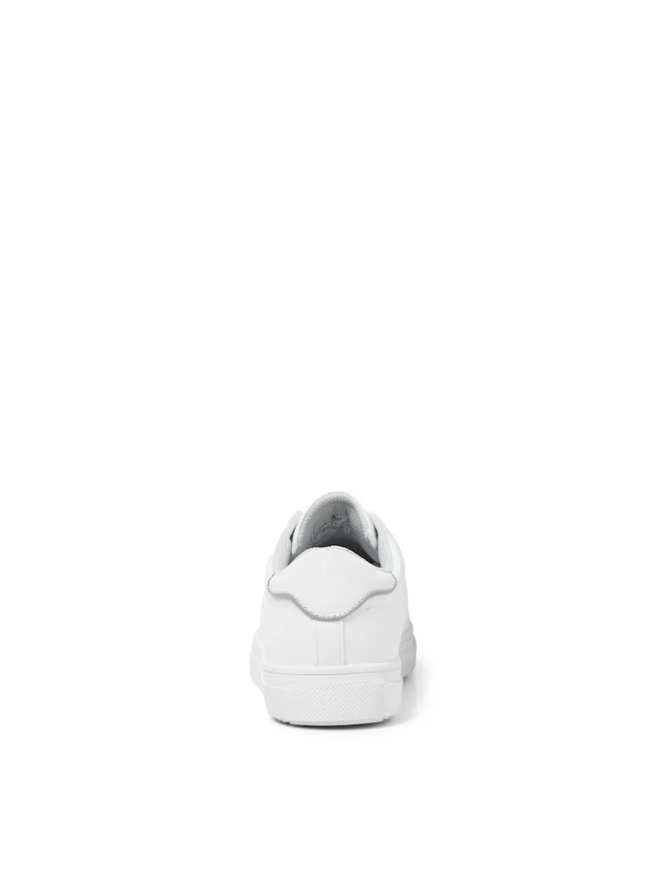 JACK & JONES White Leather Smart Trainers Clearance