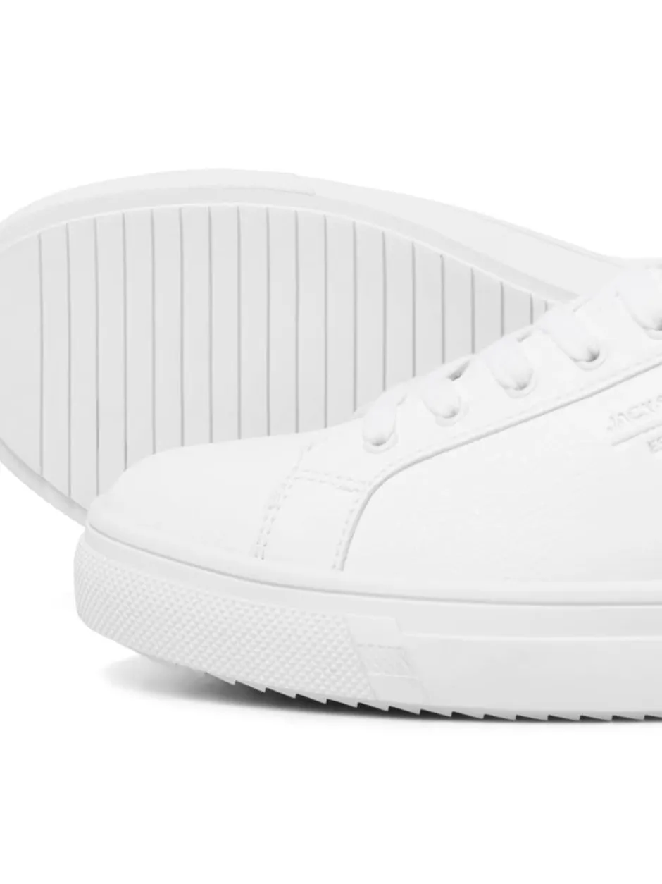 JACK & JONES White Leather Smart Trainers Clearance