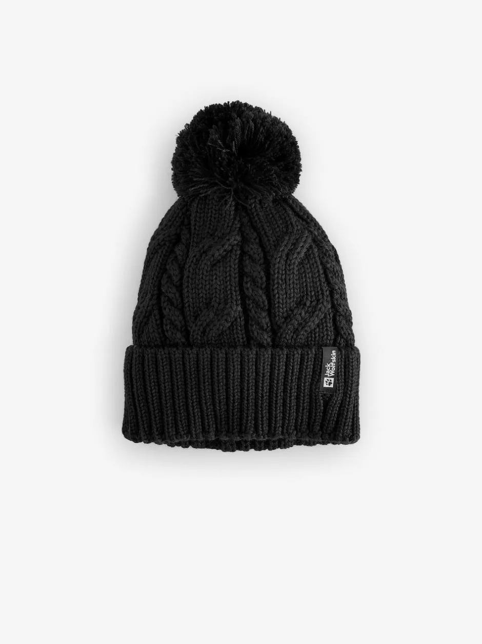 Jack Wolfskin Pom Knitted Black Beanie Sale