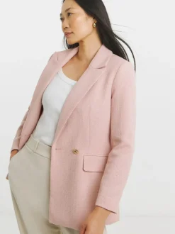 JD Williams Pink Boucle Double Breasted Blazer