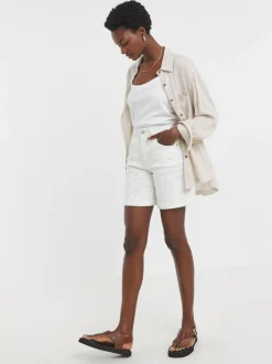 JD Williams White Floral Embroidered Denim Shorts Best