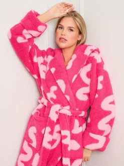Jim Jam the Label Pink Squiggle Dressing Gown Outlet