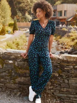Joe Browns Black Petite Ditsy Floral Jumpsuit New