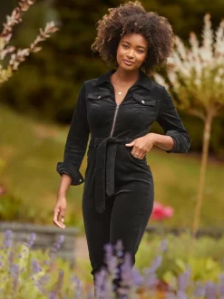 Joe Browns Black Petite Stretch Fit Darcy Cord Jumpsuit Online