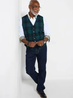Joe Browns Green Contrast Buttons Check Trim Tailored Waistcoat Sale