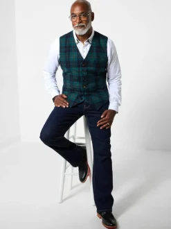 Joe Browns Green Contrast Buttons Check Trim Tailored Waistcoat Sale