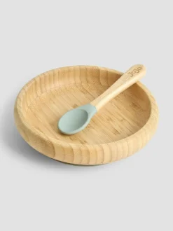 Jojo Maman Bébé Bamboo Plate with Suction & Spoon Hot
