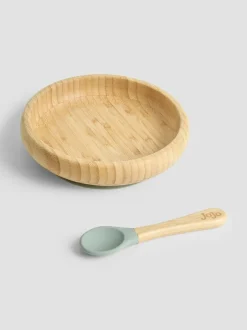Jojo Maman Bébé Bamboo Plate with Suction & Spoon Hot