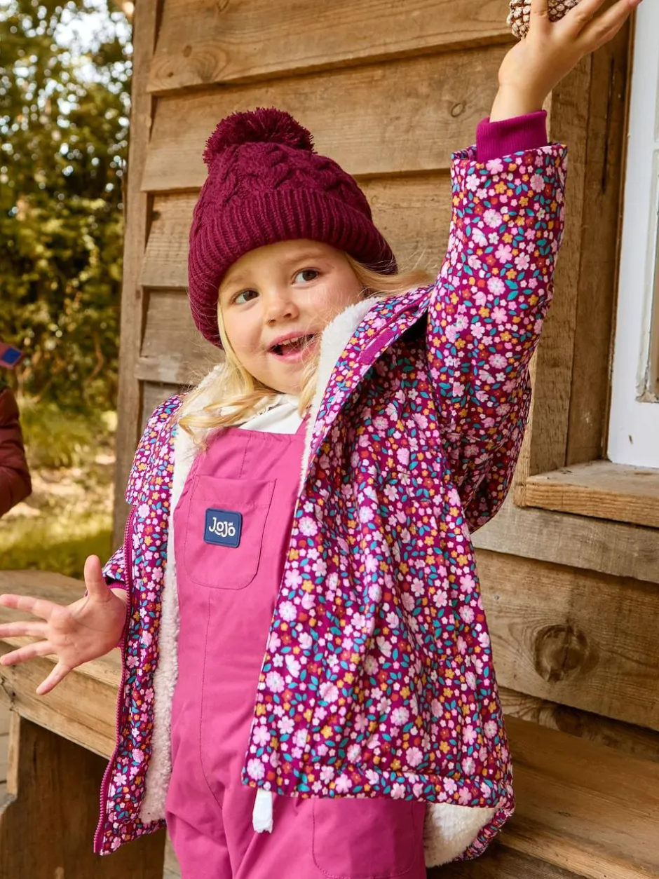 Jojo Maman Bébé Embroidered Cable Hat Berry Clearance
