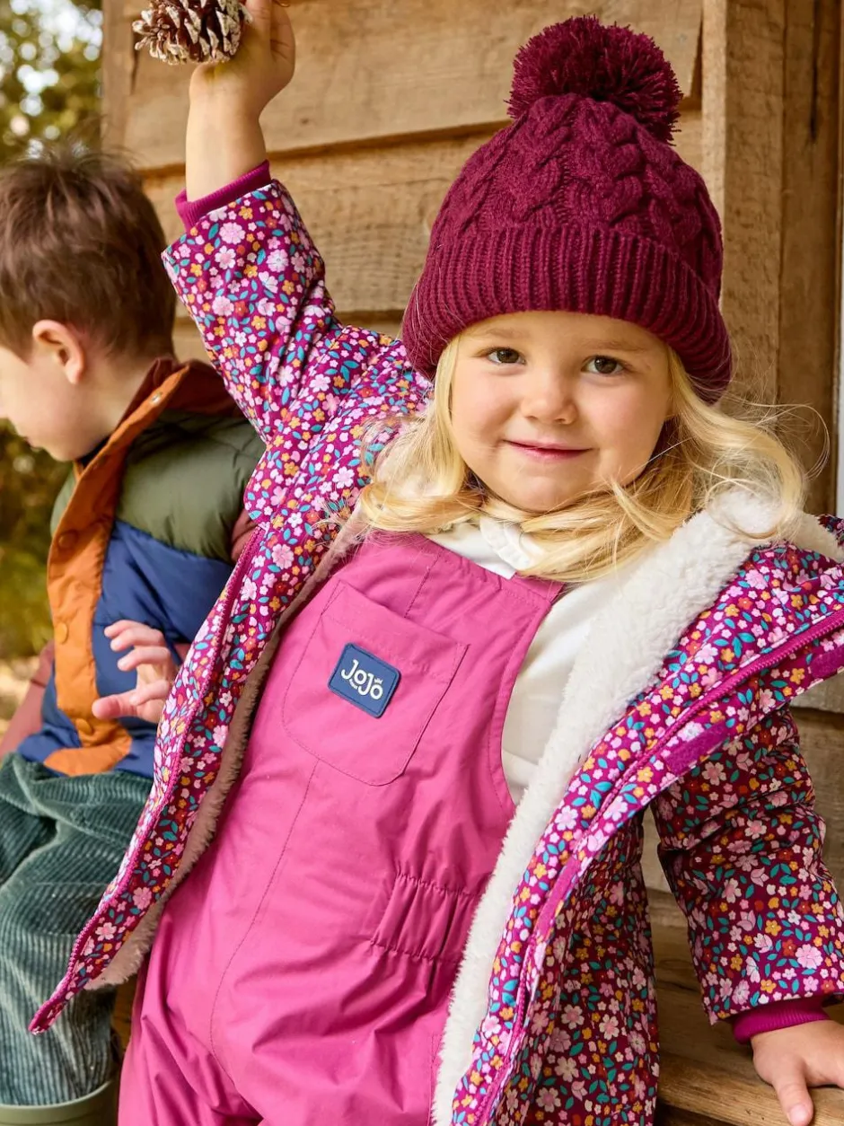 Jojo Maman Bébé Embroidered Cable Hat Berry Clearance