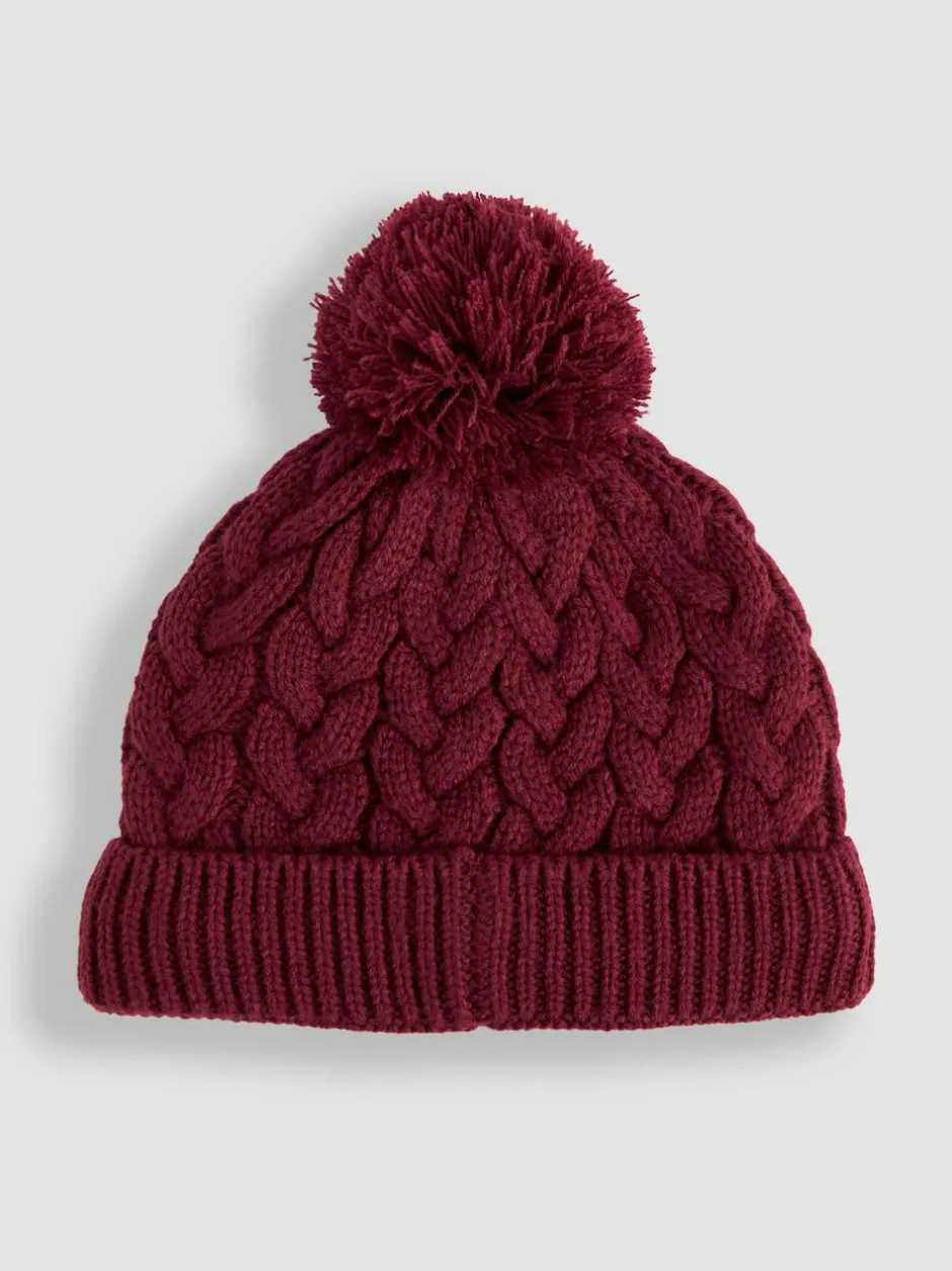 Jojo Maman Bébé Embroidered Cable Hat Berry Clearance