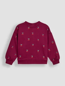 Jojo Maman Bébé Berry Red Cherry Embroidered Sweatshirt & Skirt Set Clearance