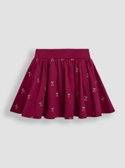 Jojo Maman Bébé Berry Red Cherry Embroidered Sweatshirt & Skirt Set Clearance