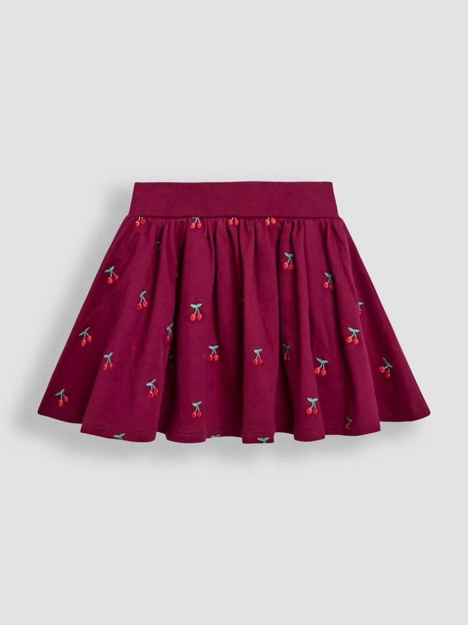 Jojo Maman Bébé Berry Red Cherry Embroidered Sweatshirt & Skirt Set Clearance