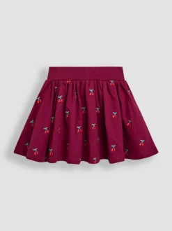 Jojo Maman Bébé Berry Red Cherry Embroidered Sweatshirt & Skirt Set Clearance